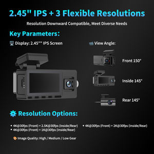 <span class=keywords><strong>Cam</strong></span>éra embarquée 4K 3 canaux avec GPS, vision nocturne, WiFi, moniteur de stationnement, <span class=keywords><strong>cam</strong></span>éra avant, intérieure et arrière pour voiture - Garantie 1 an - Product Image 5