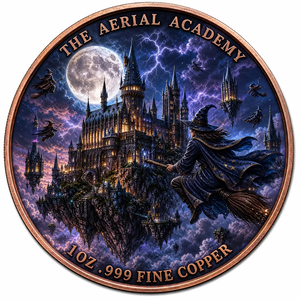 Medallón Coleccionable <span class=keywords><strong>de</strong></span> <span class=keywords><strong>Arte</strong></span> Personalizado <span class=keywords><strong>de</strong></span> 1oz, Moneda <span class=keywords><strong>de</strong></span> Cobre Fino .999, Estilo Academia Aérea Hogwarts, Escuela <span class=keywords><strong>de</strong></span> Magia - Product Image 1