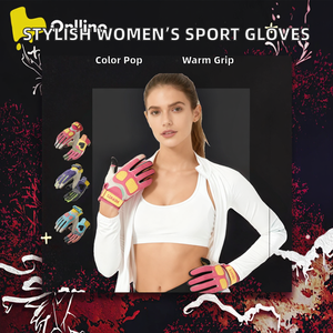 Gants d'hiver thermiques/isolateurs en polyester pour femmes - Nouveau style tendance, couleur contrastée, moto, course à pied, sports de plein air - Product Image 2