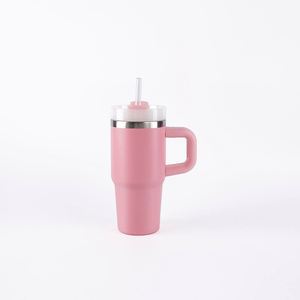 Gobelet isotherme 14 oz avec poignée, tasse de voyage pour voiture, double paroi sous vide, couvercle, paille et base antidérapante - Product Image 3