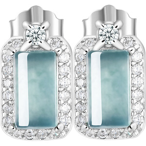 Boucles d'oreilles en bambou bleu jadéite naturelle S925 argent design original bijoux pour femmes style chinois <span class=keywords><strong>D785</strong></span> - Product Image 1