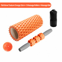Ensemble de rouleaux en mousse en forme d'arête de poisson de 33 cm, bâton de massage musculaire, colonne de yoga, balle de fascia pour la relaxation corporelle