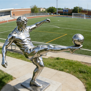 ประติมากรรมรูปฟุตบอลสแตนเลสขัดเงา สำหรับตกแต่งภายนอกอาคาร สวนสาธารณะ และศูนย์กีฬา - Product Image 2