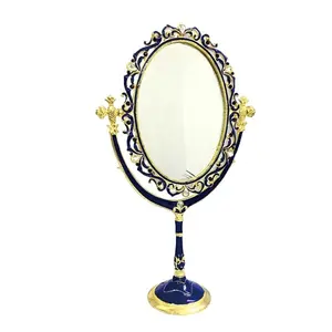 Цветное эмалевое зеркало в европейском стиле, овальное зеркало для спальни, креативное ретро-зеркало для макияжа принцессы