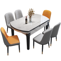 Hersteller-Großhandel Maßanfertigung Gesinterter Stein Esstisch mit Acrylbeinen Umweltfreundliches Luxuriöses Französisches Design Sitzgelegenheiten