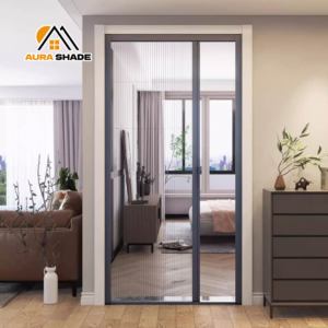 Portes-fenêtres coulissantes à cadre en aluminium avec moustiquaire anti-insectes, design rétractable hautement invisible pour cuisine et balcon - Product Image 1
