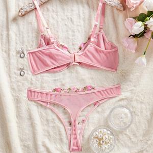 Conjunto de Lencería Erótica y Sexy, Modelo 2026 Europeo y Americano, Cómodo, Bordado, Transparente, con Diseño Floral - Product Image 5