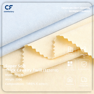 Tissu sergé cavalerie 100 % coton lavé super doux 230 GSM, tissu en coton tissé lourd pour vêtements d'enfants, vestes, pantalons et chemises - Product Image 1
