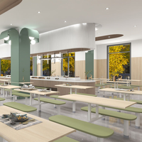 Ensemble de table à manger longue pour l'école, plateau en bois, table de cantine pour étudiants, mobilier de salle à manger