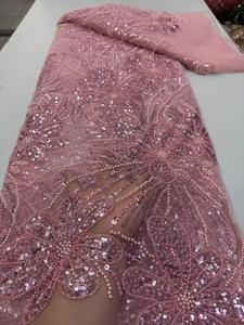 Robes de mariée légères et écologiques en dentelle perlée et sequins 100 % polyester pour femmes, <span class=keywords><strong>chaussures</strong></span> et sacs de mariée africains - Product Image 1