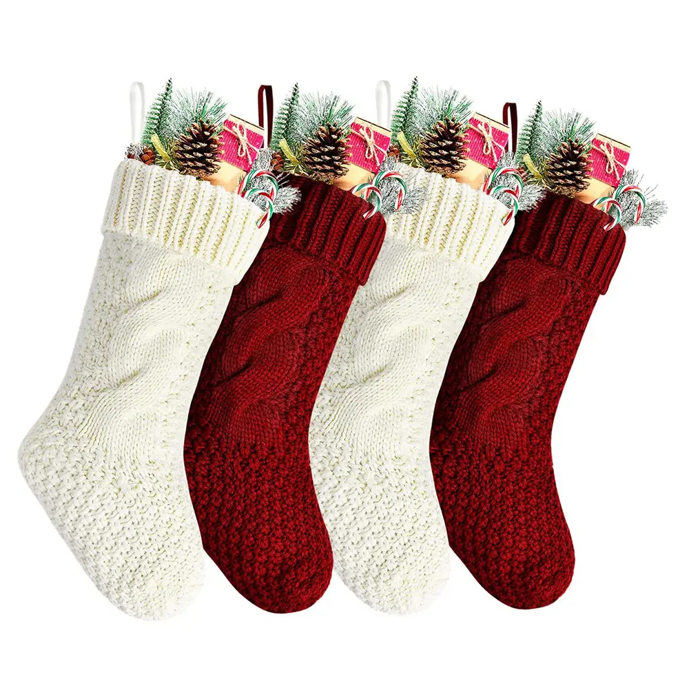 Large Classic Personalised Family Party Knitted Christmas Hanging Stockings Decoration