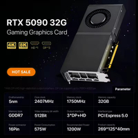 Carte graphique de bureau professionnelle AI de haute capacité 575W, nouvelle RTX 5090 32 Go GDDR7 VRAM PCI-E 5.0 refroidie par ventilateur, assurance qualité