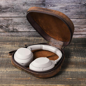Funda protectora de cuero de vaca para <span class=keywords><strong>Sony</strong></span> WH-<span class=keywords><strong>1000xm4</strong></span>, bolsa de transporte de viaje, con correa de cuerda, Vintage - Product Image 4