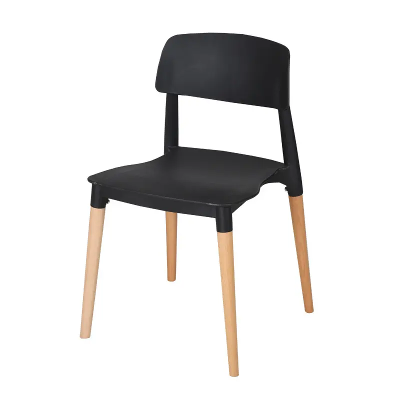 Оптовая цена, домашняя мебель, черные полипропиленовые сиденья, деревянные ножки, дешевые пластиковые штабелируемые стулья для ресторана