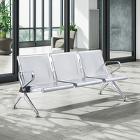 Sièges de plateforme à 3 places en acier inoxydable de qualité industrielle pour hôpitaux et écoles – Design moderne, mobilier commercial durable