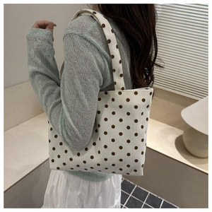 Bolso Tote 2026 de Lona para Mujer, Estilo Coreano Chic, con Estampado de Puntos, Gran Capacidad, Moderno, Versátil, Ligero y Minimalista - Product Image 1