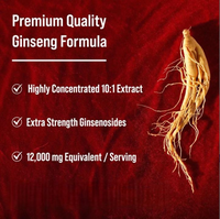 Capsules de Ginseng Rouge Coréen Panax à Marque Blanche, Force Maximale, Haute Teneur en Ginsénosides, Extrait de Racine de Ginseng en Poudre, Complément Alimentaire