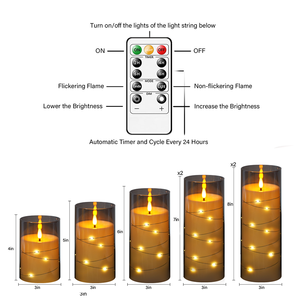 Kakoya Halloween Trang Trí Nội Thất Lãng Mạn Bầu Không Gian Đầy Sao LED Nến Acrylic Nhà Ở Nhấp nháy <span class=keywords><strong>Flameless</strong></span> 7-Giờ Dây Hẹn Giờ - Product Image 2