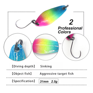 Leurre de pêche Alpha 2.5g 31mm <span class=keywords><strong>Micro</strong></span> Spoon, appât métallique dégradé arc-en-ciel pour truite et basse d'eau douce - Product Image 6