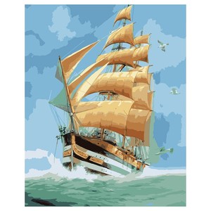Modèles explosifs personnalisé bricolage voilier <span class=keywords><strong>peinture</strong></span> par numéros Kit voilier sur la mer plaine voile série ABS matériel - Product Image 5