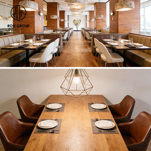 Ensemble de mobilier moderne pour hôtel, café et <span class=keywords><strong>restaurant</strong></span> : banquette demi-cercle en cuir, table et chaises en pierre frittée - Product Image 6