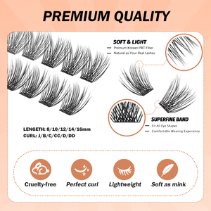Kit de cils DIY à segments en grappe, volume intense, faits à la main, avec logo personnalisé, 8-16mm, bande superfine, plateau mixte, prix usine - Product Image 4