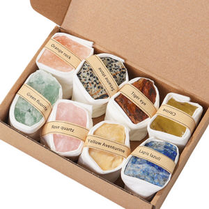 Caja de regalo de piedra curativa de colores mezclados de piedras preciosas en bruto de cristal natural al por mayor con juego de masaje de piedra caliente - Product Image 3