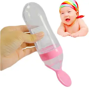Baby Food Feeder Squeeze Feeding Spoons Silicone Baby Feeding Supplies 3 Oz Food Dispensing Spoon For Boys Girl Kids Toddlers