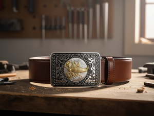 Fibbia Quadrata Nera Argento Annerito Grande 5.0cm Vintage Placcata per Cinture Uomo Donna - Product Image 2