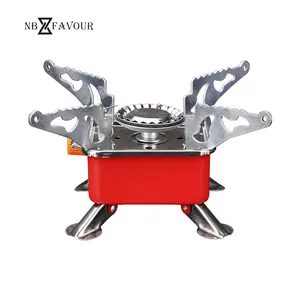 NB-FAVOUR Outdoor Mini Lotus Shape Windproof Portable Camping Gas Stove Metal Folding Ultralight Mini Gas Burner Stove