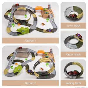Tumama enfants assemblage dinosaure piste de course ensemble Flexible préhistorique électronique Flash lumière <span class=keywords><strong>Rail</strong></span> voiture jouets pour enfants de 3 à 5 ans - Product Image 5