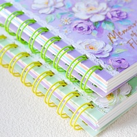 Carnet à spirale A7 à ouverture latérale, motif floral vintage, 80 feuilles, 80 g/m², ligné, mini bloc-notes de poche, impression numérique, cadeau pour étudiant