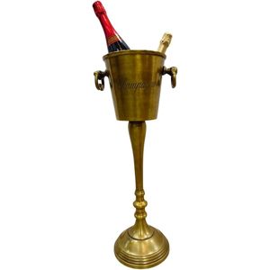 Seau à glace vintage en laiton sur pied, refroidisseur à champagne, support à boissons rond en métal, décoration de bar pour fêtes, capacité 5L - Product Image 1