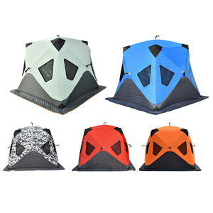 Fabricants vente en gros deux portes quatre fenêtres convenant à 3-4 personnes extérieur hiver chaud pêche sauna poêle cheminée tente - Product Image 6