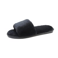 Chaussons d'hiver chauds en fourrure pour intérieur et extérieur, confortables, à semelle souple, pour femmes et hommes, pantoufles douces à bout ouvert pour la maison