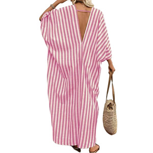 Vestidos Africanos de Verano para Mujer, Nueva Colección, a la Moda, Holgados, Casuales, con Cuello en V, a Rayas, Largos, para Vacaciones - Product Image 4