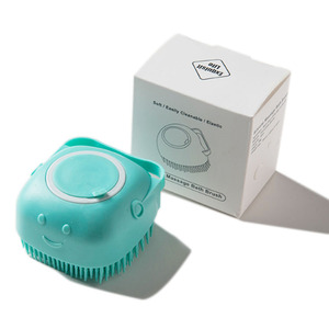 Spazzola da bagno per cani con LOGO personalizzabile in Silicone morbido per animali domestici con pennello da massaggio per gatti con Dispenser per Shampoo - Product Image 6