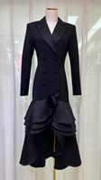 Robe longue pour femme AELESEEN, automne-hiver, style européen et américain, manches longues, col rabattu, volants, robe de soirée élégante irrégulière