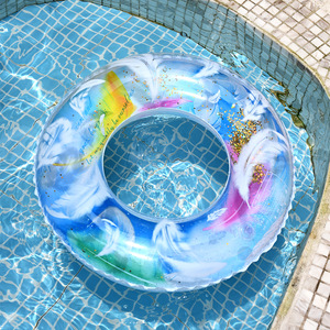 Children's Inflatable Swimming Ring <b>Sequined</b> Feather Design 30 Inch Water Float For Pool Fun - Product Image 3