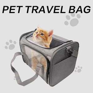 Bolsa de transporte de mascotas de doble hombro transpirable Oxford de gran capacidad, nueva bolsa de viaje portátil de diseño cuadrado plegable a la moda para gatos - Product Image 3