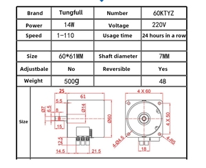 220V <span class=keywords><strong>AC</strong></span> động cơ đồng Bộ 68 ktyz 68 ktyz 28 Wát nam châm vĩnh cửu động cơ đồng bộ bánh răng động cơ 220V 2.5/5/10/15/20/30/40/50/60 vòng/phút - Product Image 5