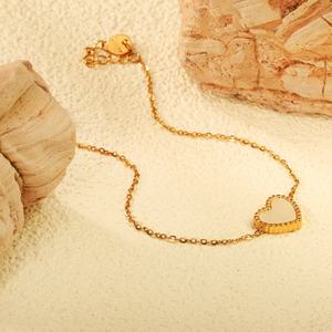 Fashion 18k Gold Plated Dainty Chain <b>Charm</b> <b>Bracelet</b> Couple Stainless Steel Jewelry White Shell love Heart <b>Bracelet</b> for Women - Product Image 5