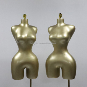 Mannequin femme Guangzhou en fibre de verre, taille M L, finition or mat, avec hanches et poitrine généreuses, demi-corps, pour vitrine - Product Image 4
