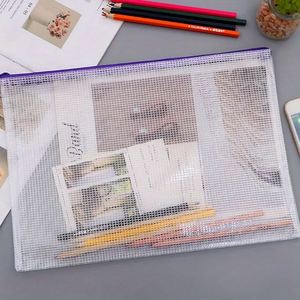 Custom Heavy Duty A4 PVC Presentation Folder Clear Mesh Zipper <b>Pouch</b> Large Capacity Document Organizer Office School Supplies - Product Image 5