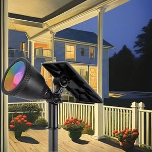 IP65 Waterproof Solar <b>LED</b> Spotlights Dusk Dawn Colorful ABS Lamp Body for Garden <b>Tree</b> & Warehouse <b>Lighting</b> - Product Image 3