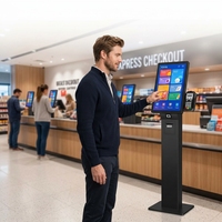 3-in-1 Selbstbedienungs-Kiosk Kommerzielles Metallgehäuse 21,5 Zoll PCAP Kapazitiver Touchscreen Thermodrucker NFC RFID Kartenleser