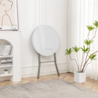 Table pliante ronde de 32 pouces/43 pouces - Table pliante en plastique de hauteur bar avec plateau en HDPE et structure en métal gris