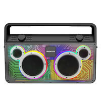 Enceinte portable MODORWY 40W en plastique avec deux haut-parleurs de 5,25 pouces, lumières RGB, fonction karaoké, TWS, poignée de transport USB pour l'extérieur