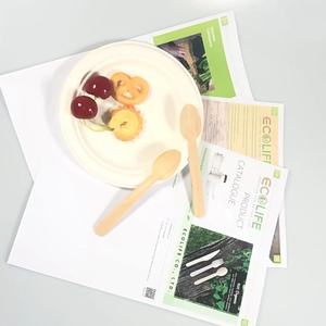 <span class=keywords><strong>Ecolife</strong></span> 6,5 pulgadas 165mm madera de abedul natural juegos de cubiertos desechables 6,5 pulgadas 165mm cuchara de madera plato vajilla - Product Image 6
