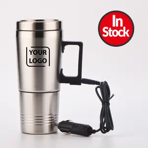 450ML Stainless Steel Double Wall Car Auto Heated High Quality Car Mug powered by car cigarette lighter heated to 65